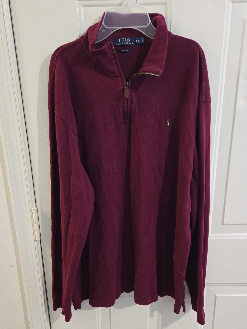 Polo Ralph Lauren Burgundy Estate Rib Quarter Zip Pullover Sweater Mock Neck 2XL